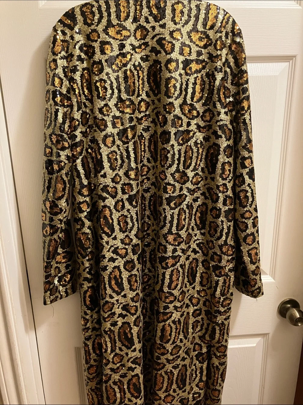 Rockin' Jellybean Gold & Black Sequin Leopard Trench Coat